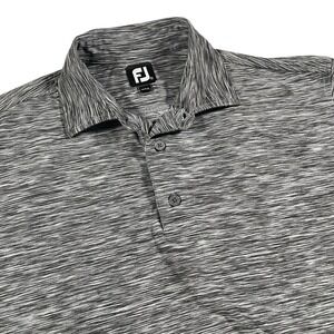 Footjoy FJ Golf Polo Shirt Mens Large Gray Heathered Performance Short Sleeve
